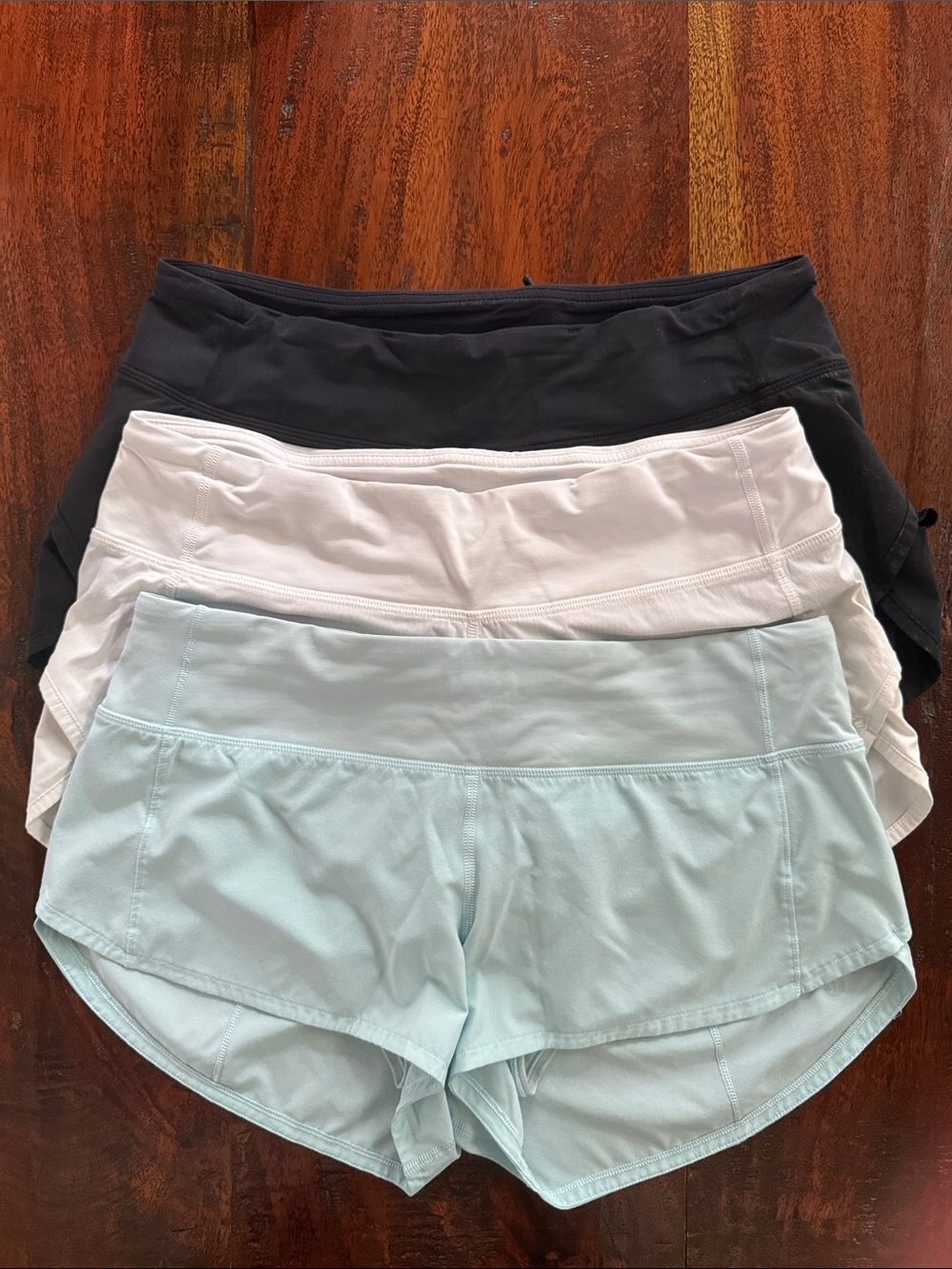 lululemon athletica Black, White & Light Blue Women's Athletic Shorts - Picture 2 of 8